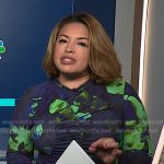 Gilma’s navy and green print ruched dress on NBC News Daily