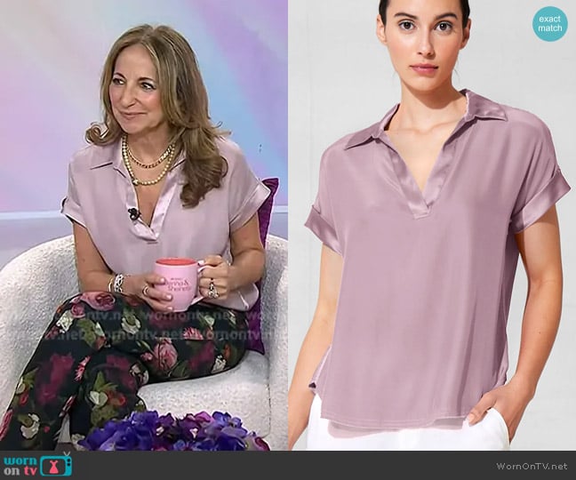 Go by Gosilk Iconic Go Polo Top in Buff Pink worn by Joanne Lamarca Mathisen on Today