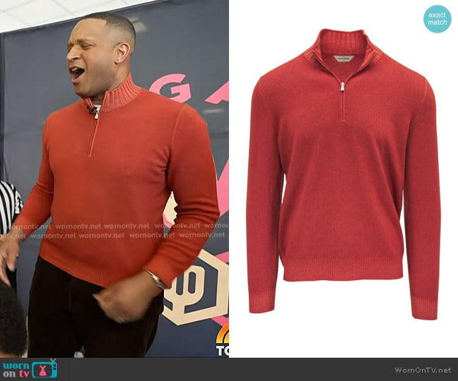 Gran Sasso Quarter Zip Pullover in Orange worn by Craig Melvin on Today