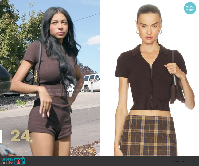 Guizio Calesia Zip Up Top worn by Layla Taylor on The Secret Lives of Mormon Wives
