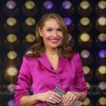 Lori’s pink feather trim blazer dress on Good Morning America