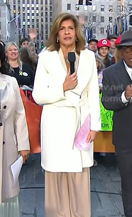 Hoda’s white hooded wool coat on Today
