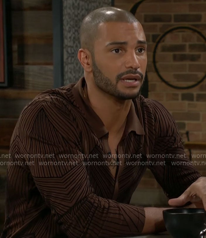 Holden’s brown mixed stripe shirt on The Young and the Restless