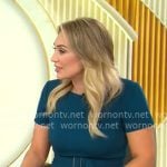 Kelly O’Grady’s teal short sleeve dress on CBS Mornings
