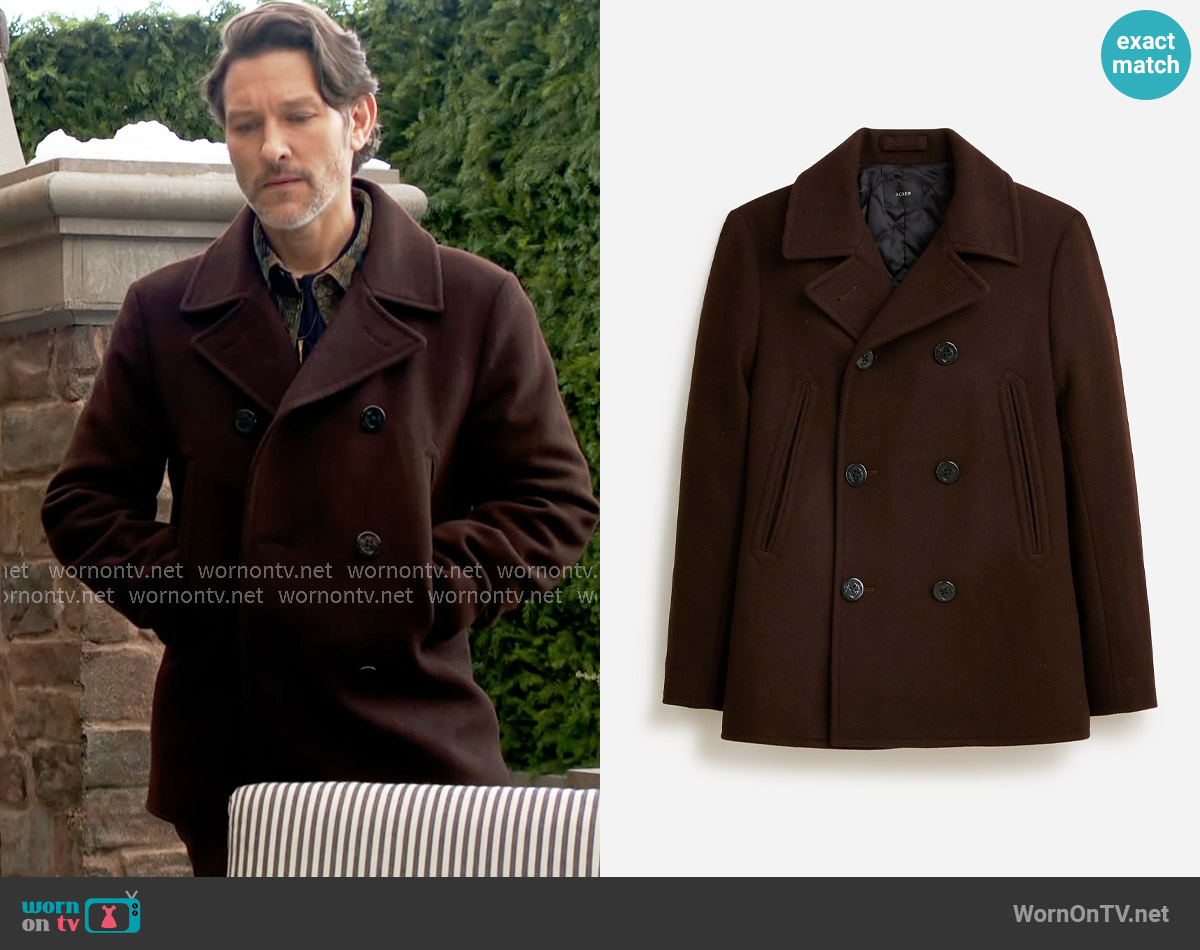 J. Crew Dock peacoat with PrimaLoft® worn by Daniel Romalotti (Michael Graziadei) on The Young and the Restless