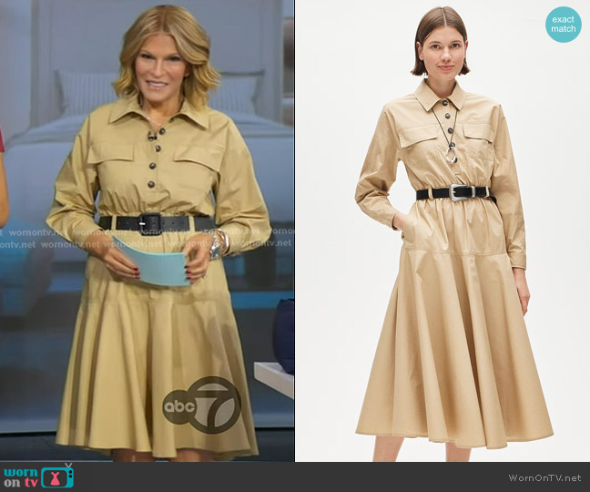 J. Crew Trench Shirt-dress in cotton poplin worn by Tory Johnson on Good Morning America