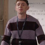Jacob’s purple stripe sweater on Abbott Elementary