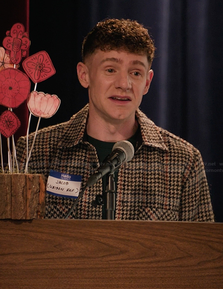 Jacob’s check print jacket on Abbott Elementary