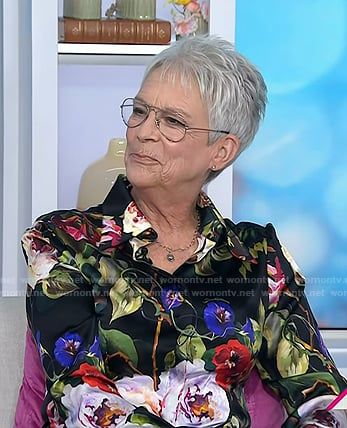 Jamie Lee Curtis’s black floral blouse on Today