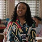 Janine’s abstract print dress on Abbott Elementary