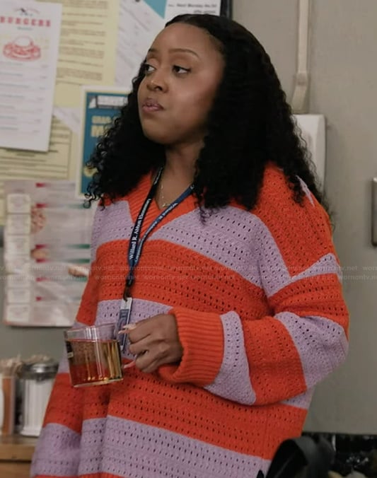 Janine’s stripe knit sweater on Abbott Elementary