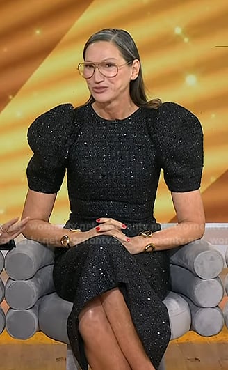Jenna Lyons’s black puff sleeve tweed dress on Today