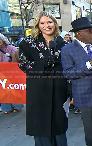 Jenna’s black patch coat on Today