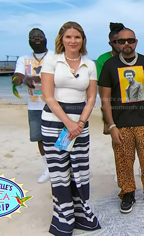 Jenna’s navy striped wide leg pants on Today
