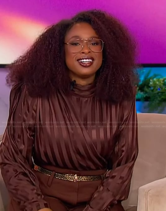 Jennifer’s striped satin top on The Jennifer Hudson Show