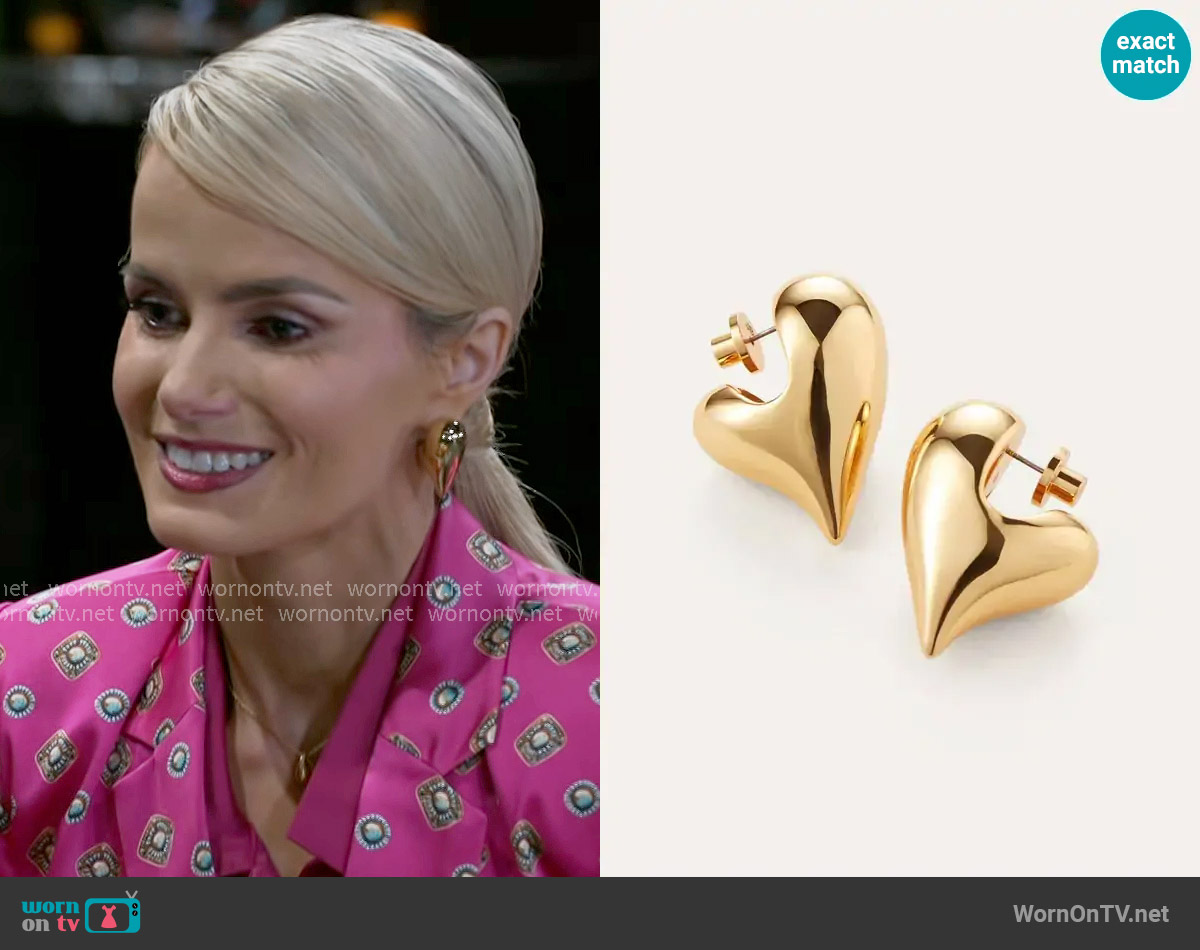 Jenny Bird Art Heart Puff Earrings worn by Vanessa McBride (Lauren Buglioli) on Beyond the Gates