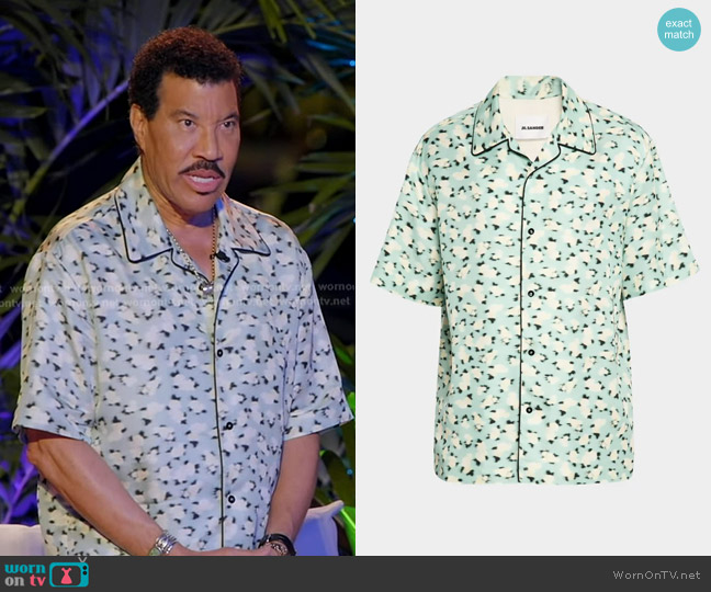 Jil Sander Boxy-Fit Blurred Floral Bowling Shirt in Summer lak worn by Lionel Richie on American Idol