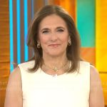 Jill Schlesinger’s cream chain waist dress on CBS Mornings