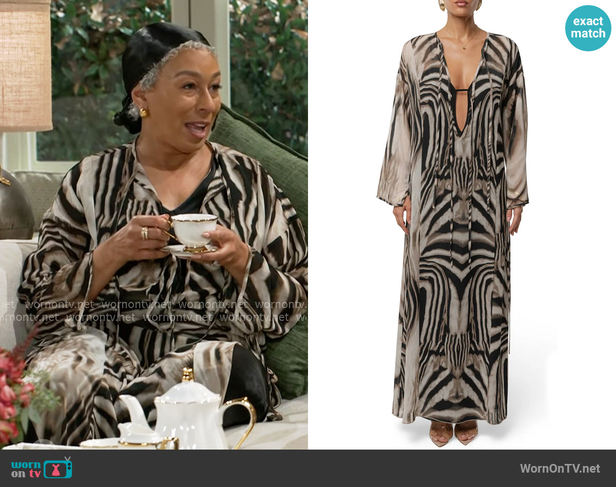 JLuxLabel New Vista Long Sleeve Maxi Dress worn by Anita Dupree (Tamara Tunie) on Beyond the Gates
