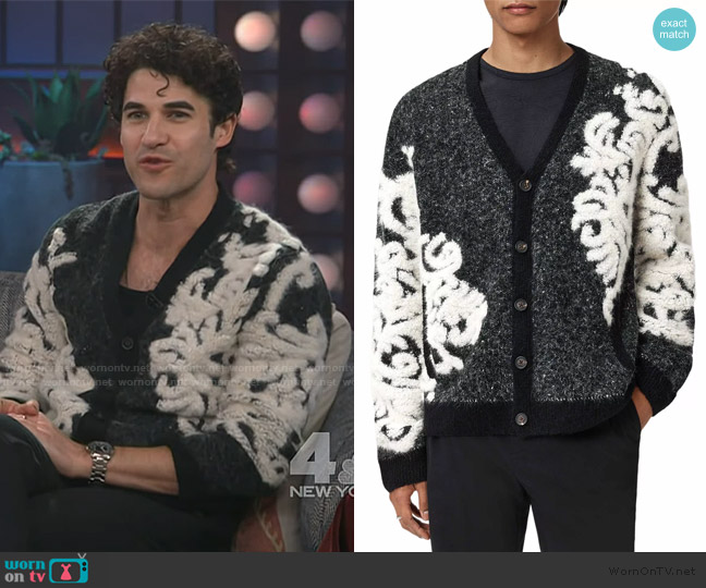 John Varvatos La Morra Cardigan Sweater worn by Darren Criss on The Kelly Clarkson Show