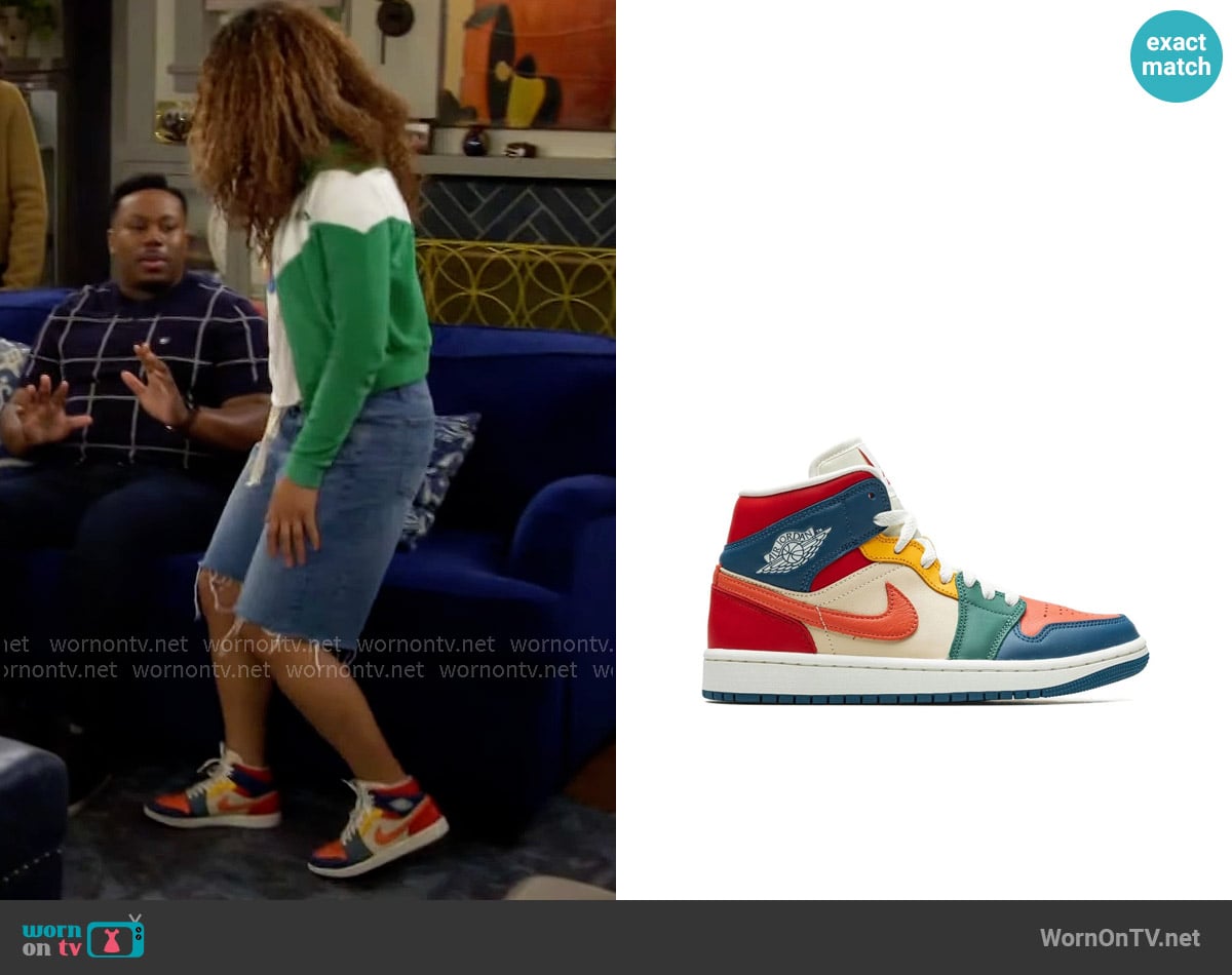 Jordan Air Jordan 1 Mid SE sneakers worn by Courtney (Skye Townsend) on The Neighborhood