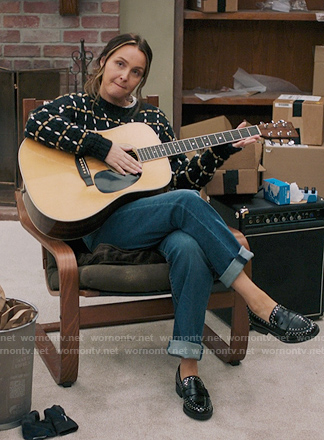 Jo’s black studded loafers on Greys Anatomy