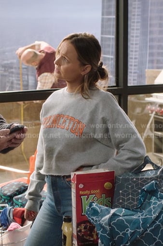 Jo’s grey Princeton print cropped sweatshirt on Greys Anatomy