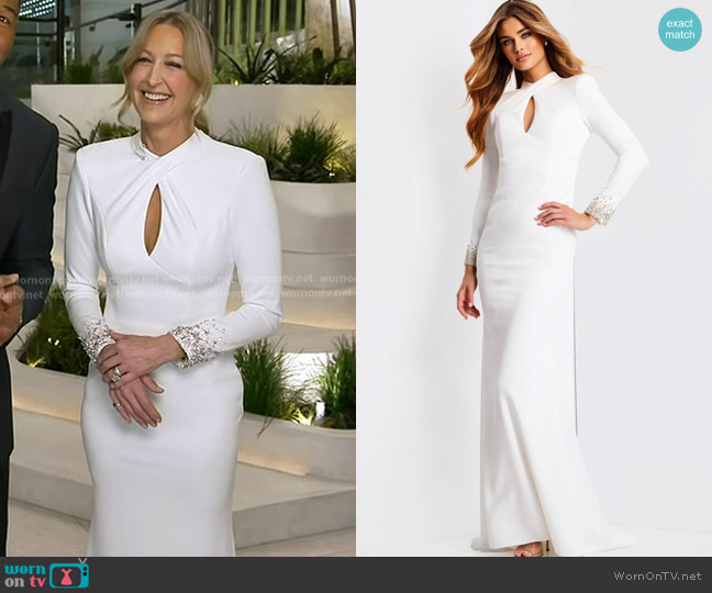 Jovani Open Back Dress 49126 in Off-white worn by Lara Spencer on Good Morning America