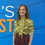 Joy’s yellow print tie neck blouse on Today