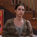 Jules’ brown fuzzy cardigan on Greys Anatomy