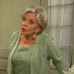 Julie’s green lace panel top and cardigan on Days of our Lives