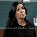 Justine’s black jacket with silver buttons on General Hospital