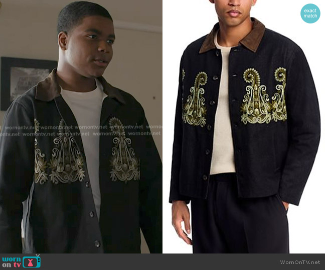 Kartik Research Embroidered Suede Collar Jacket worn by Harry Grant (Elijah M. Cooper) on 9-1-1