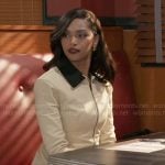Kat’s cream zip up jacket on Beyond the Gates