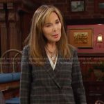 Kate’s dark grey plaid and pants on Days of our Lives