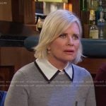 Kayla’s grey collared sweater on Days of our Lives