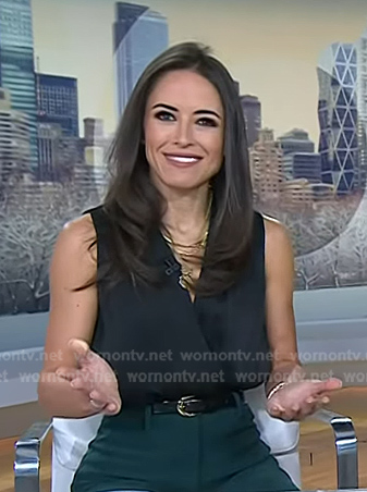 Kaylee’s black sleeveless wrap top on Today