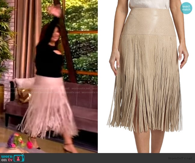 Kobi Halperin Parker Leather Fringe Skirt worn by Ana Navarro on The View