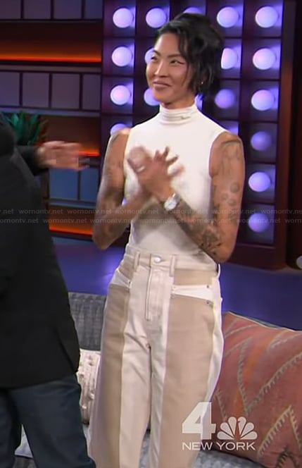 Kristen Kish’s colorblock jeans on The Kelly Clarkson Show