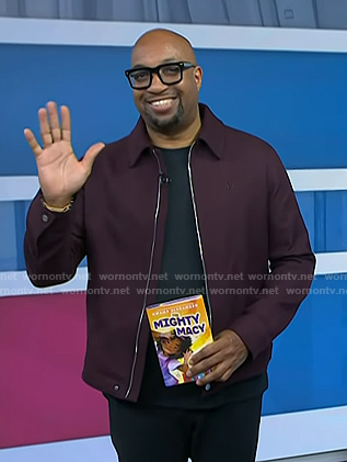 Kwame Alexander’s burgundy zip jacket on Today