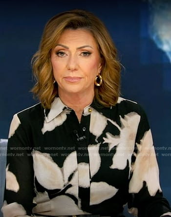 Kyra Phillips’s black floral shirtdress on Good Morning America