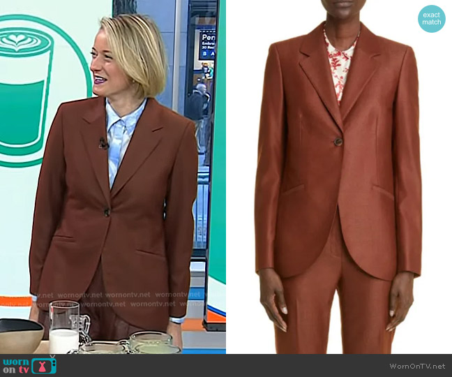 Lafayette 148 NY Fae One-Button Wool Blend Blazer in Burnt Cinnamon worn by Vanessa Price on Today