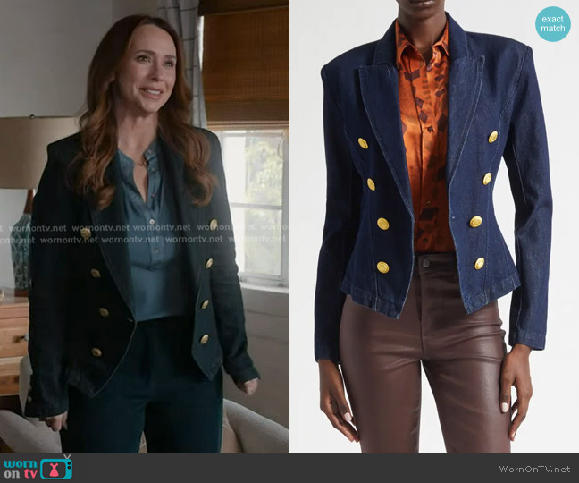 L'Agence Emerson Structure Denim Jacket in Ardmore worn by Maddie Kendall (Jennifer Love Hewitt) on 9-1-1