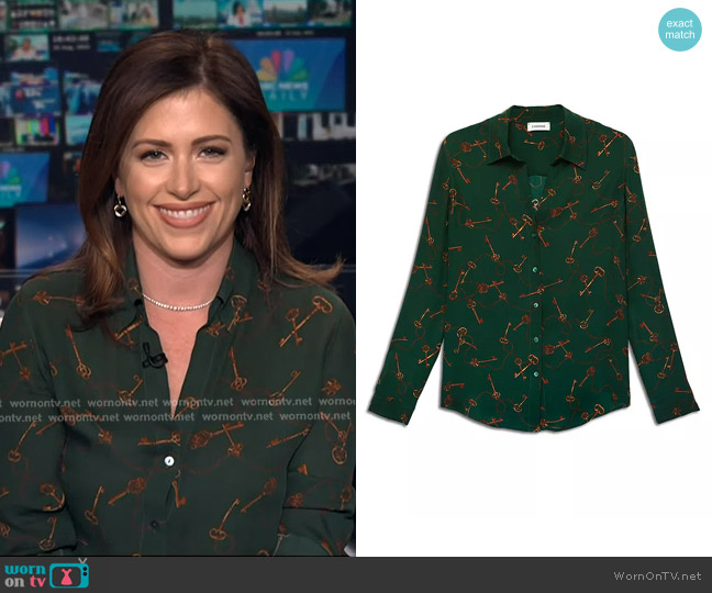 L'Agence Nina Silk Key-Print Blouse worn by Chloe Melas on NBC News Daily