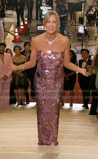 Lara’s lilac sequin strapless gown on Good Morning America
