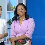 Laura’s pink puff sleeve top and floral skirt on Today