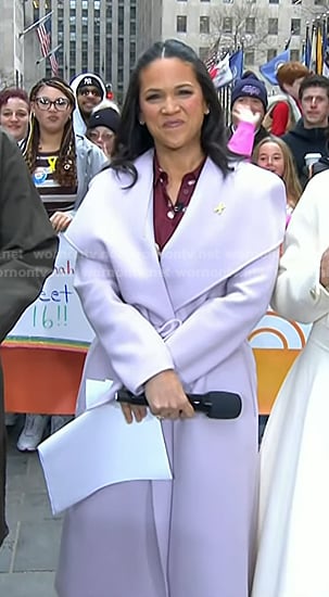 Laura’s lilac wrap coat on Today