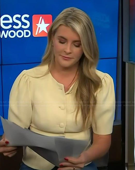 Lauren Herbert’s yellow cardigan on Access Hollywood
