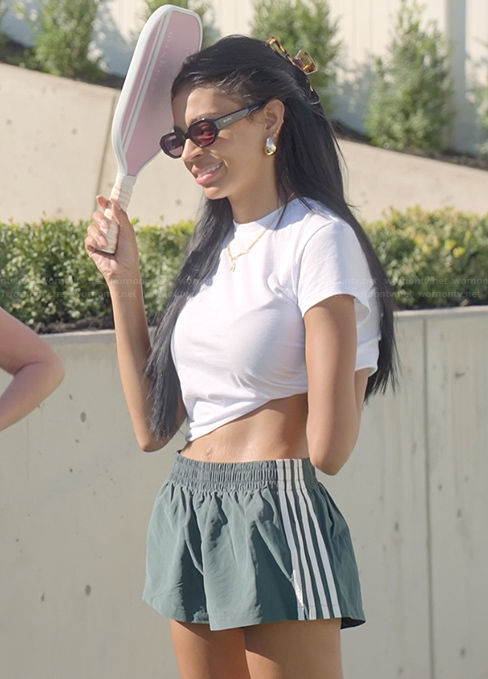 Layla’s green side stripe shorts on The Secret Lives of Mormon Wives
