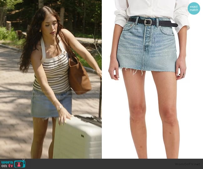 Levis Icon Mid Rise Raw Hem Denim Micro Mini Skirt worn by Dara Levitan on Summer House